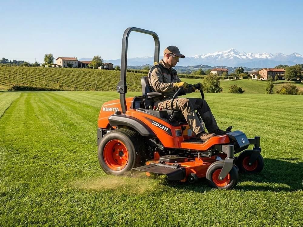 Rasaerba Zero Turn Kubota in azione su prato Cuneo da Agribongioanni Pianfei